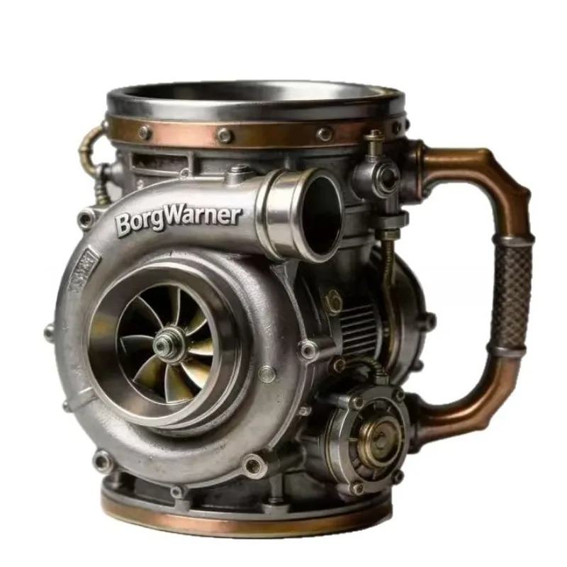 Kreativer Motor-Turbo-Design-Becher aus Harz und Edelstahl – Einzigartiger Büro-Kaffeebecher, personalisiertes Trinkgeschirr für Zuhause, Geschenk für Auto-Enthusiasten