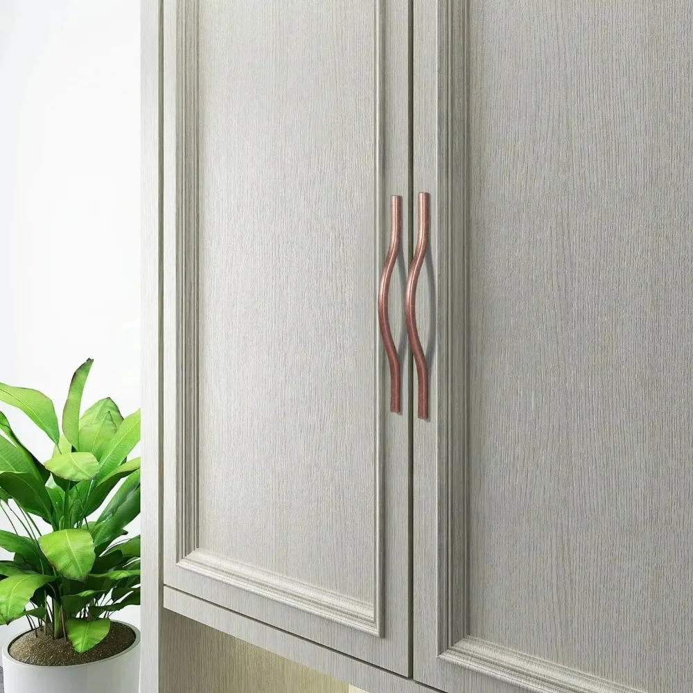 Goo-Ki Low Profile Antique Brass Cabinet Pulls Double Hole Centers(11.4''/12.6'') Zinc Alloy Handle for Drawer Cupboard Wardrobe