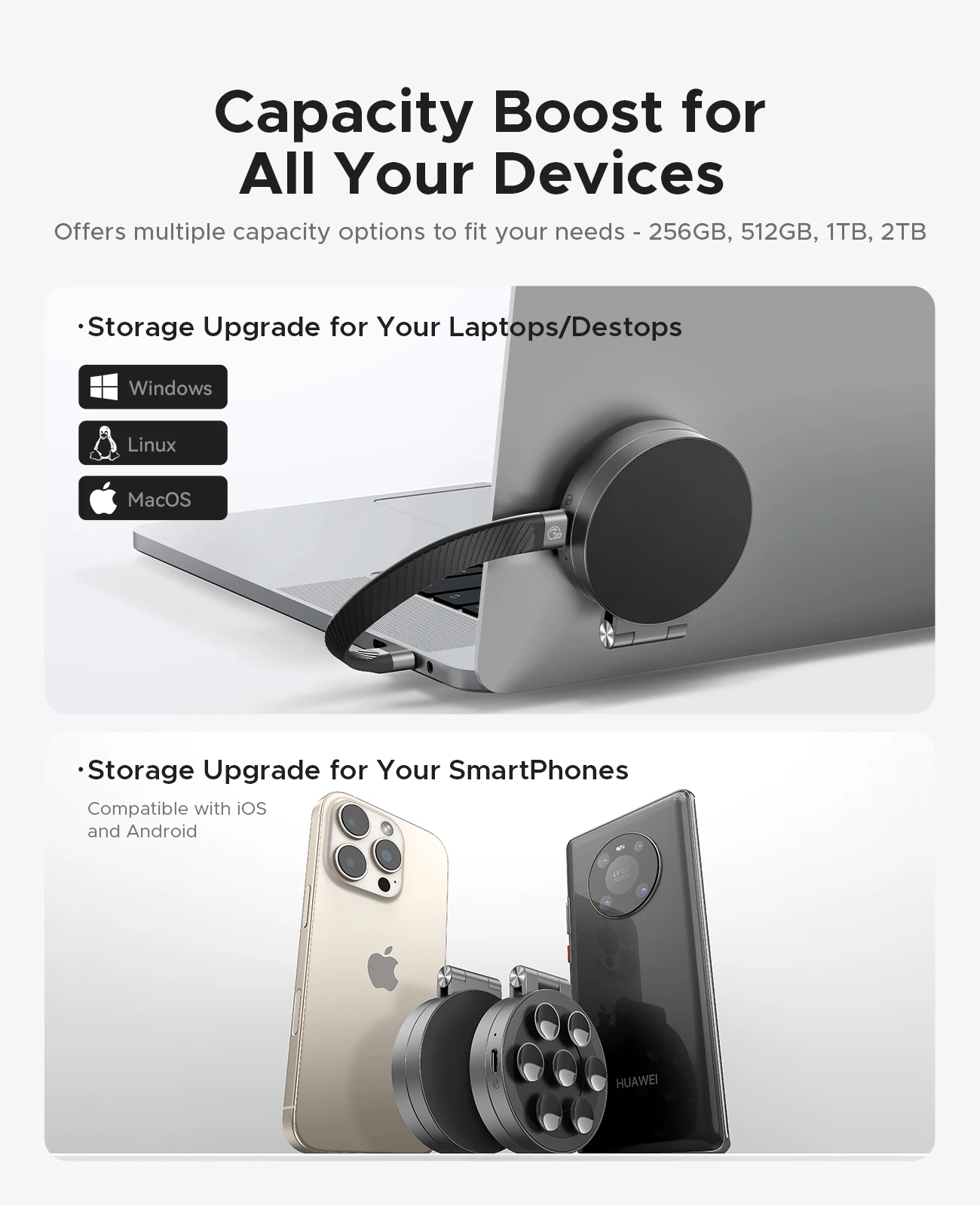 ORICO SSD esterno 1TB Mini SSD portatile magnetico ultrasottile 2000 MB/s Supporta 4K ProRes HDR per MacBook PC Laptop iPhone