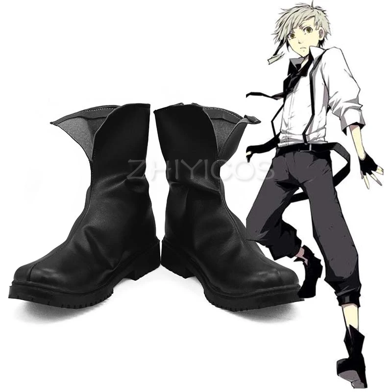New Bungo Stray Dogs Armed Detective Agency Nakajima Atsushi Cosplay Shoes Black Ankle Boots Halloween Party Shoes Anime Shoe