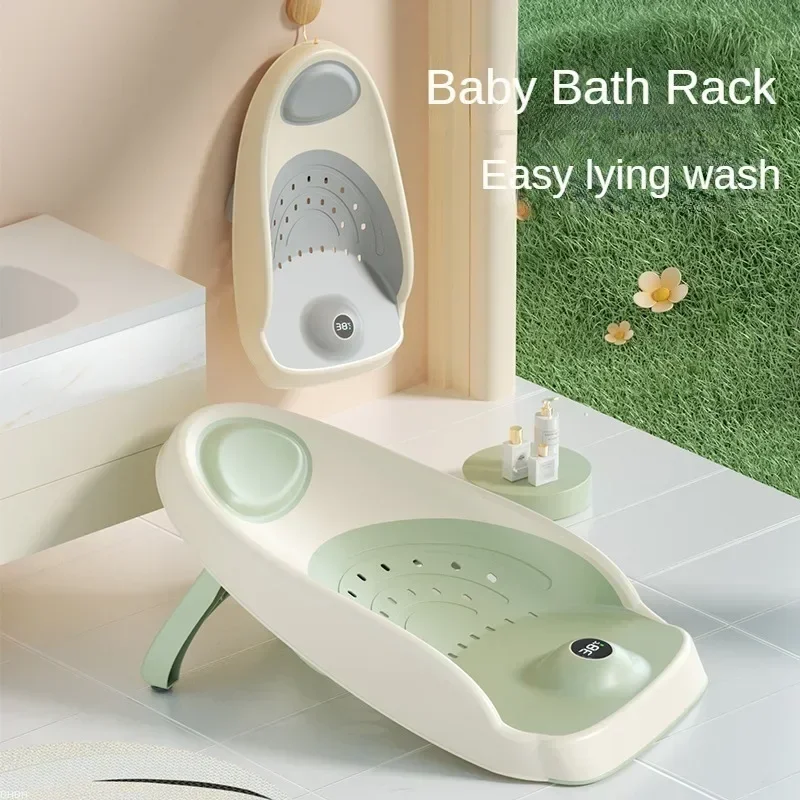 Baby Bathing Seat Baby Bath Support for Bathtub Baby Bathtub Shower Seat with Drain Holes & Temperature Sensing for Newborn