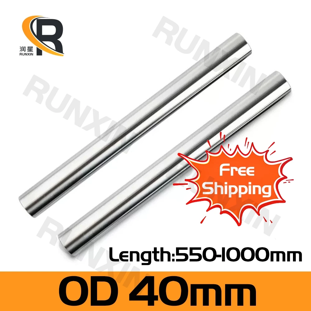 

RXTNC 45# Steel 2pcs Chrome plated hard solid optical shaft outer diameter OD40mm L550-1000mm for 3D printer engraving machine