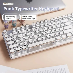 EWEADN TK950 Wireless Punk Typewriter Mechanical Keyboard, Game Office Triple Mode Wireless 5.0/2.4G/Wired, Ergonomic Keyboard