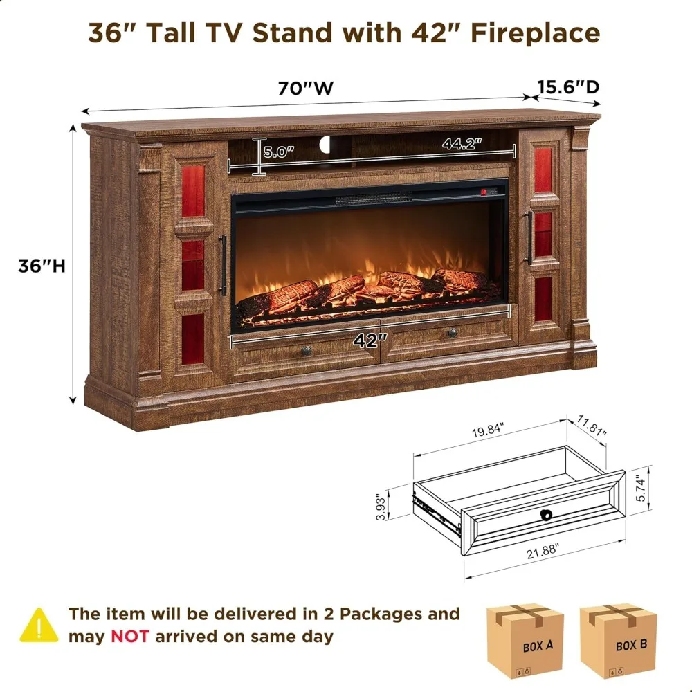 TV Cabinet with Fireplace, Capable of Watching Up To 80 TVs, Equipped with A 42 Inch Electric Fireplace Living Room Furniture