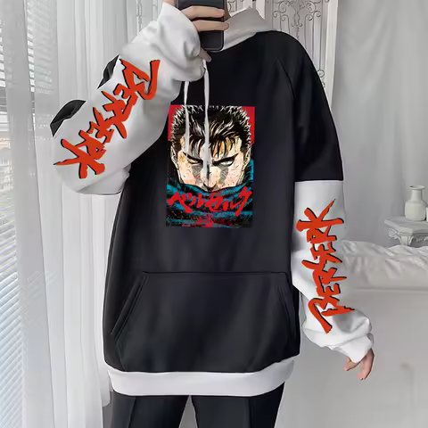 Berserk Anime Harajuku Hoodies Long Sleeve Unisex Streetwear Vintage Funny Guts Cartoon Graphic Men Winter Patchwork Sweatshirts
