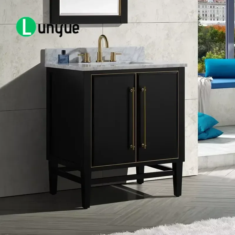Modern Floor to Ceiling Bathroom Vanity Cabinet with Sink Luxury Hotel Countertop Makeup Washroom Furniture Storage Solution