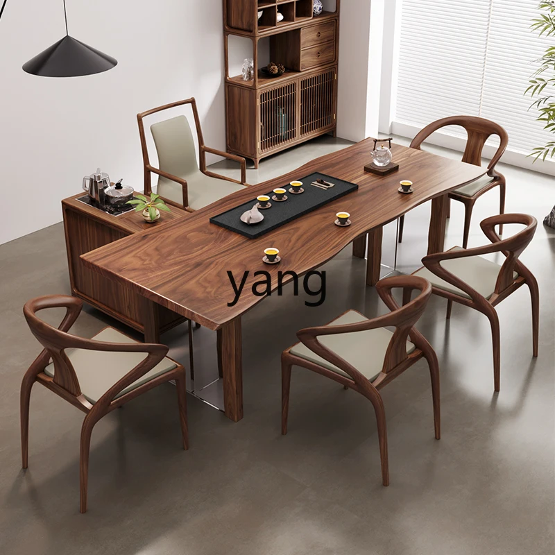 

LZR solid wood desk desk log new Chinese whole board tea table