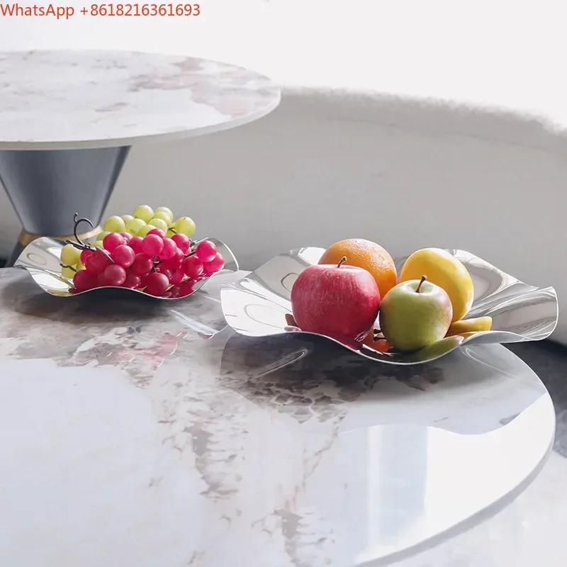 Limited Offer Luxury Silver Stainless Steel Wavy Art Tray, Stainless Steel Decorative Tableware Fruit Tray
