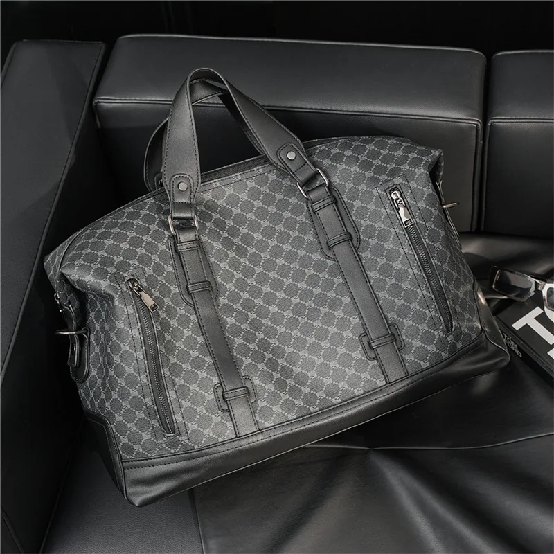 Plaid Top-Handle Bags Men Crossbody Shoulder Bag High Capacity Men\'s Travel Bag Luxury Fashion Gym Handbag Mens Shoulder Bag