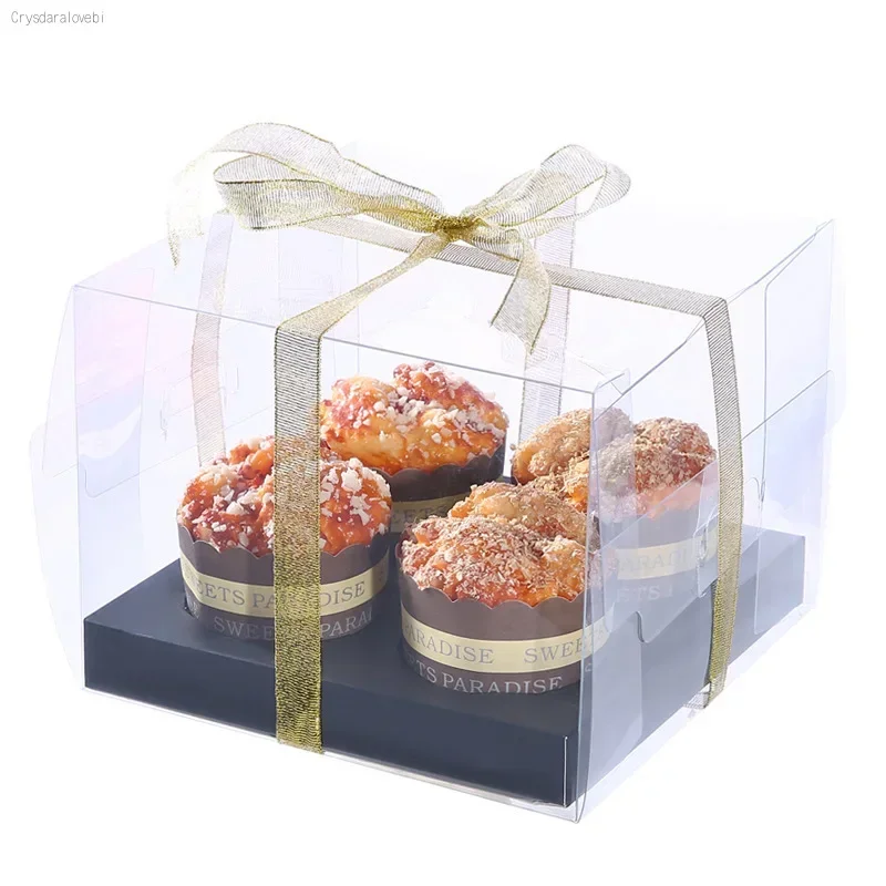 Cupcake Boxes Pvc Transparent Cup Box for 2/4/6/12 Cupcakes Birthday Cake Box Inches Heightening Thick Plastic Birthday Gift Dec