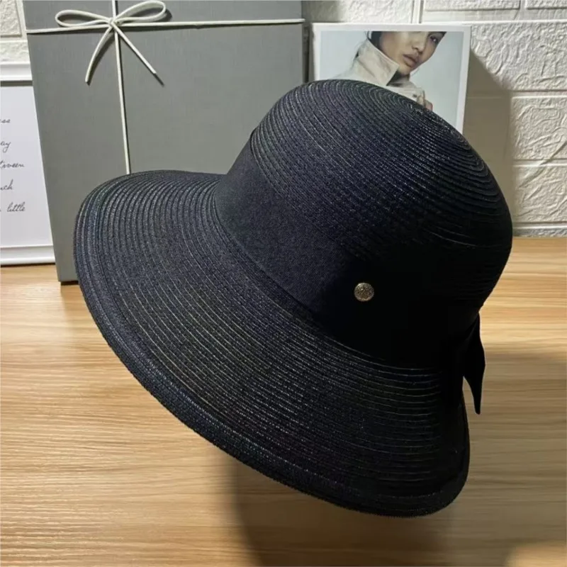 Foldable basin hat woven elegant wide-brimmed fisherman's