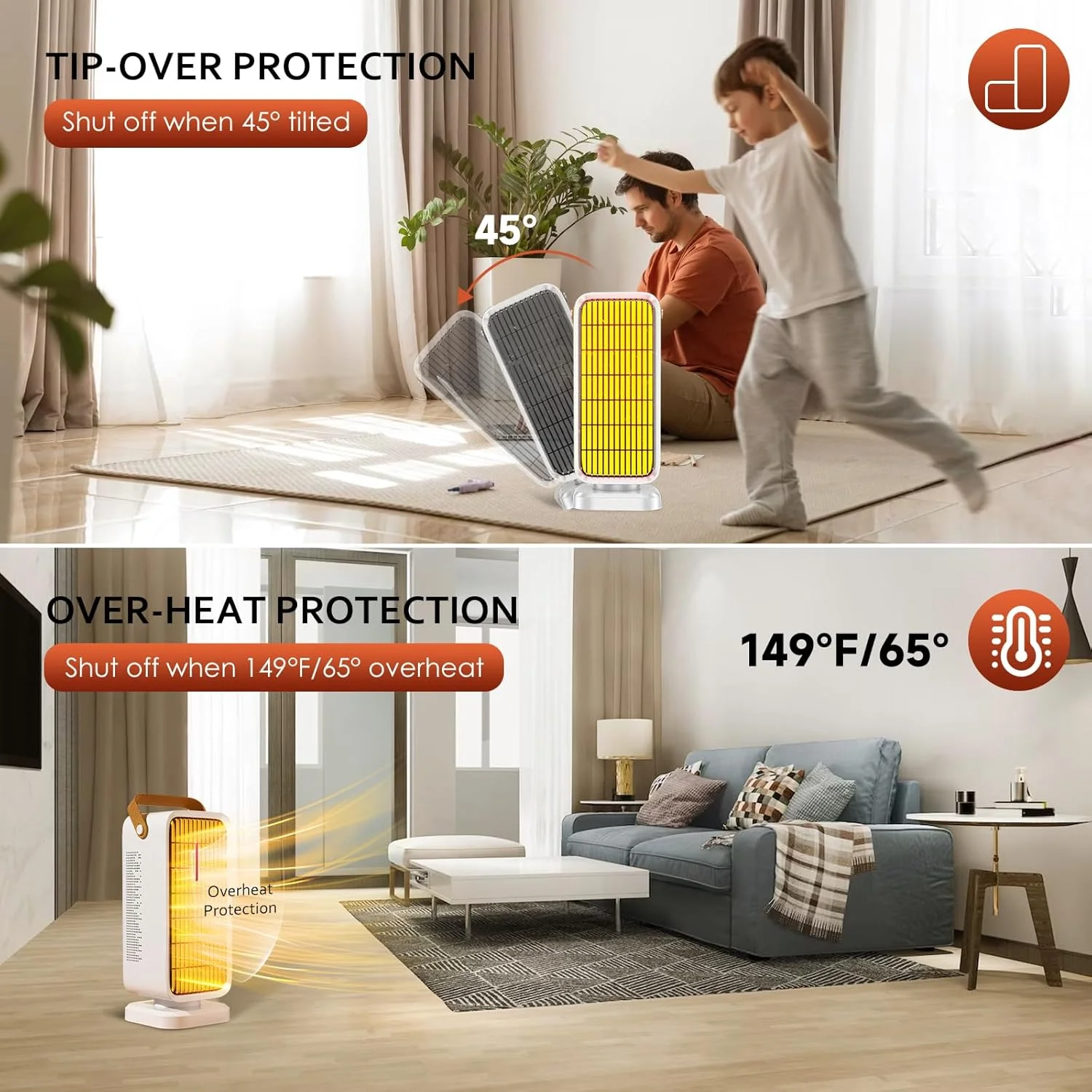 Space Heater,1500W Space Heaters for Indoor Use Large Room, Portable Mini Desk Ceramic Heater,Overheating Protection,Anti tippin