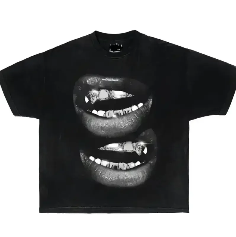 Grin Fang Mouth Garment-Dyed Boxy Shirt