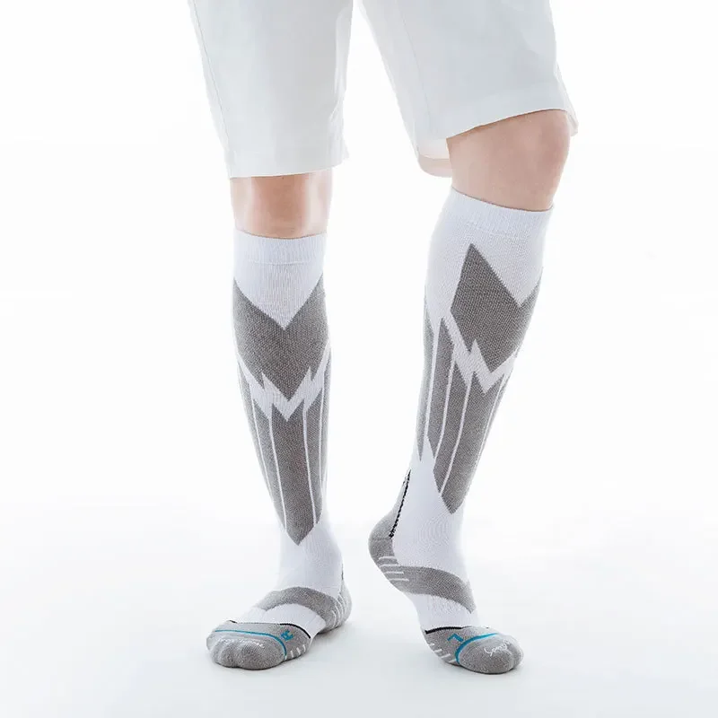 Calcetines deportivos de poliéster para hombre y adulto, calcetín cálido y transpirable, a prueba de viento, con estampado de cilindro alto, para deportes al aire libre y esquí, novedad de invierno, 2025