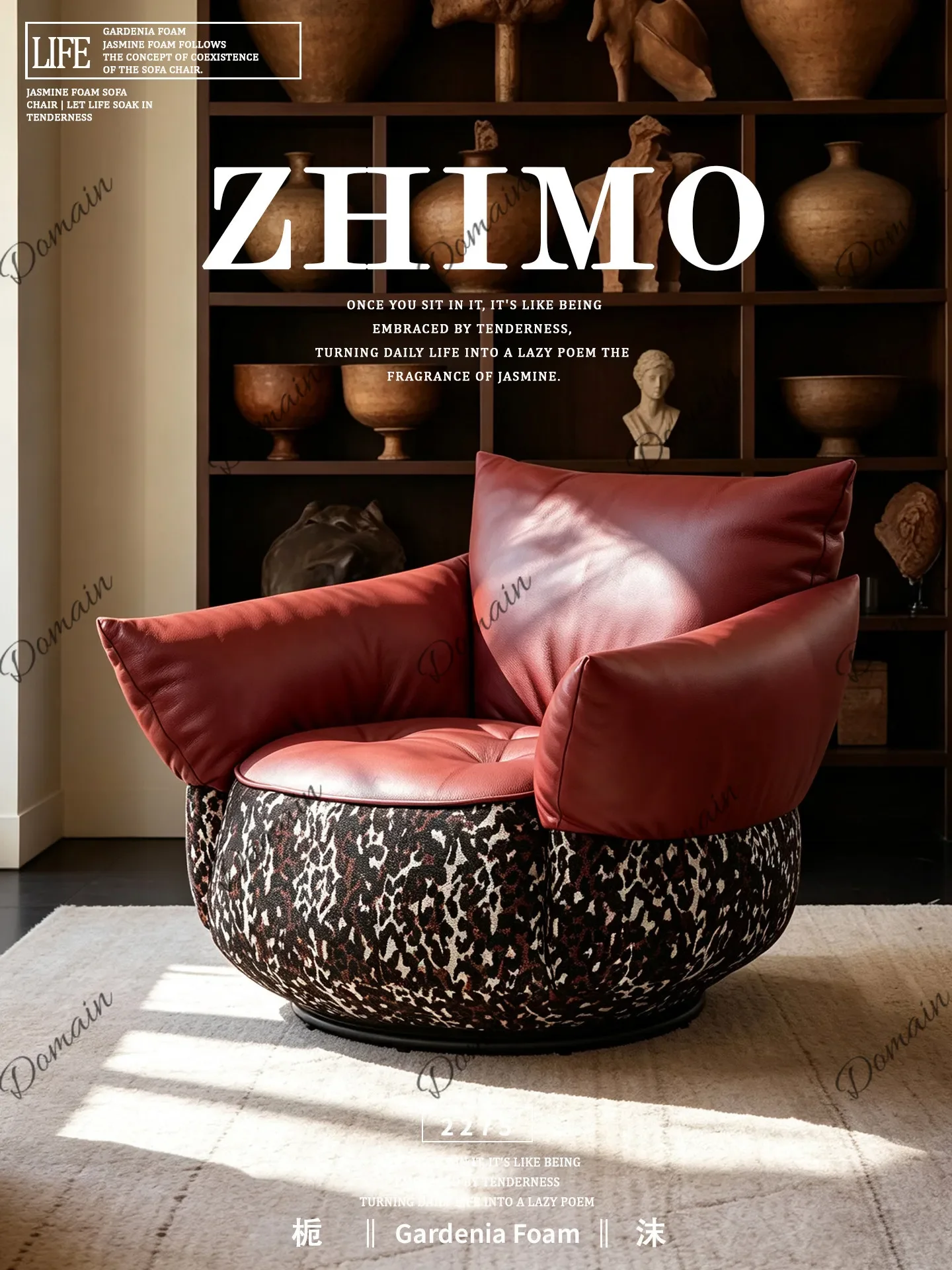 N81 Cozy Single Leather Armchair Real Top Grain Cowhide Living Room Balcony Lounge Chair Designer Petal Accent Chair