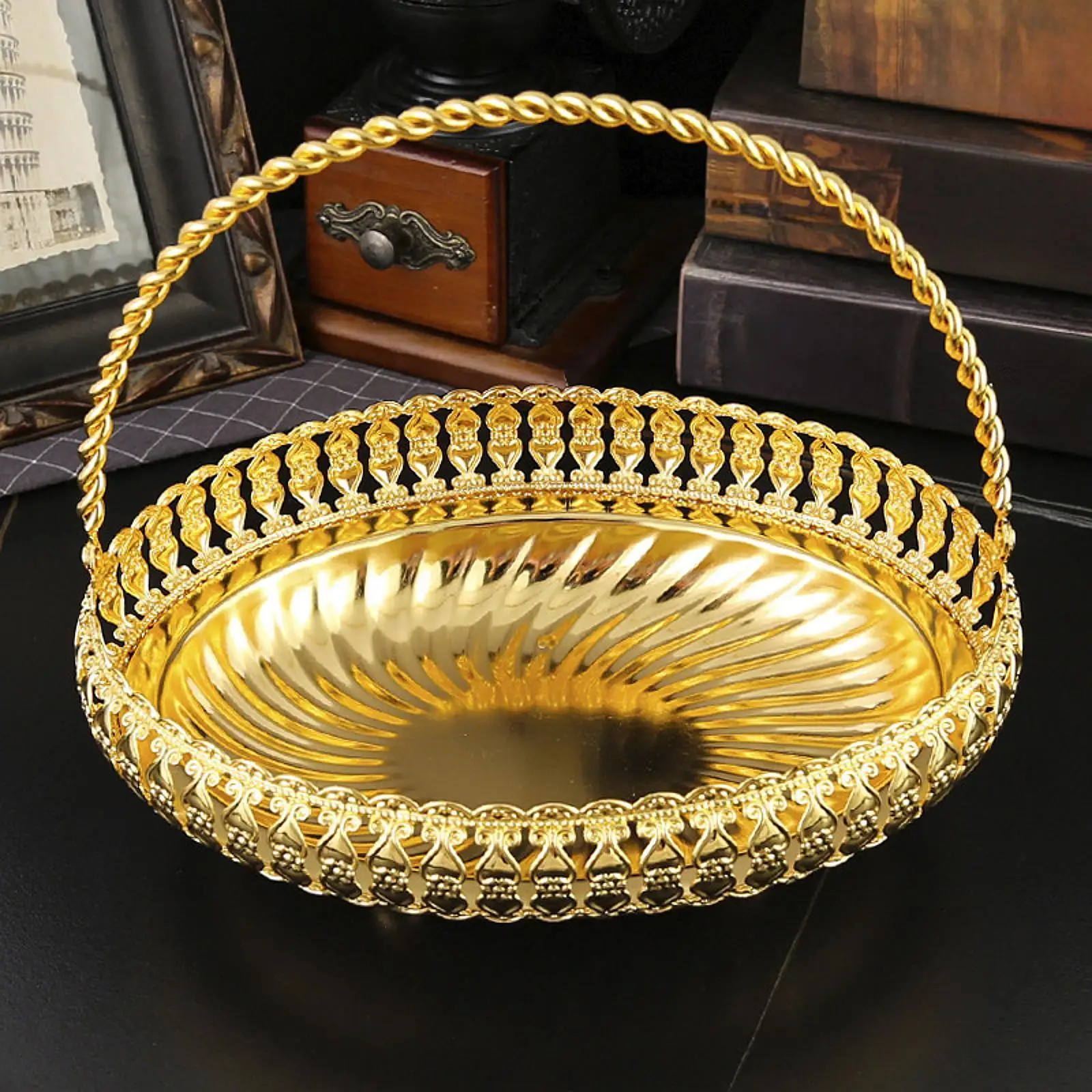 Obstkorbschale, Obsttablett, dekorative goldene Obstschale für Süßigkeiten, Nüsse, Snacks