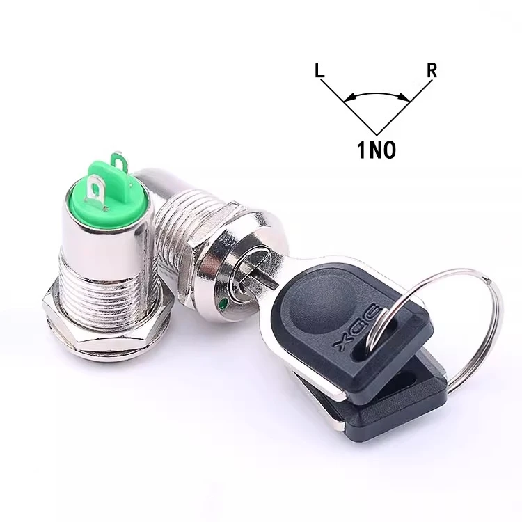 1PCS Key switch Metal knob 12mm normally open 2 feet 2 gears Phone lock Electronic lock Power lock