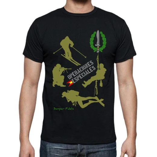 Camiseta de la Legión Española de Operaciones Especiales Semper Fidelis Camiseta de algodón para hombre, camisa de manga corta con cuello redondo,