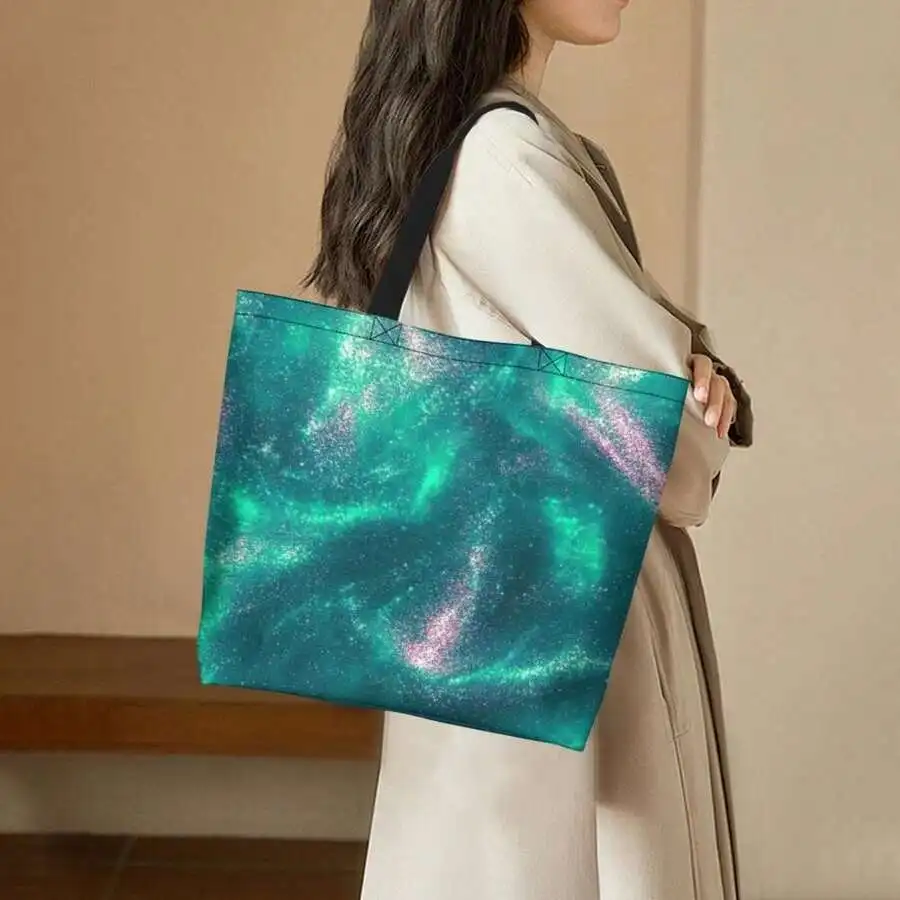 

Emerald Green Iridescent Sparkle Tote Bag For Women Festival Party Rave Travel