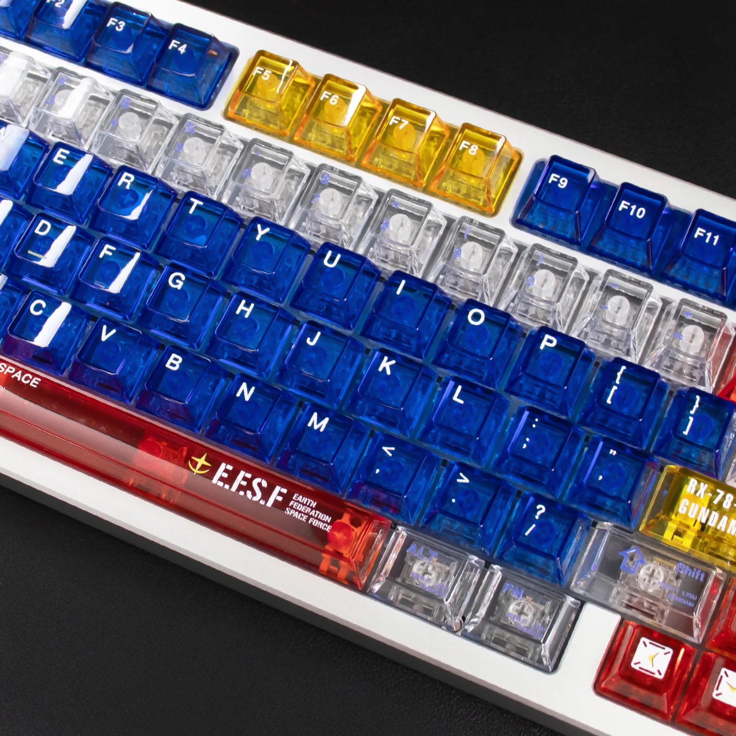 140 Keys Comic Keycaps Cherry Profile UV Transparent PC Red Blue Personalized Keycaps For MX Mechanical Keyboard