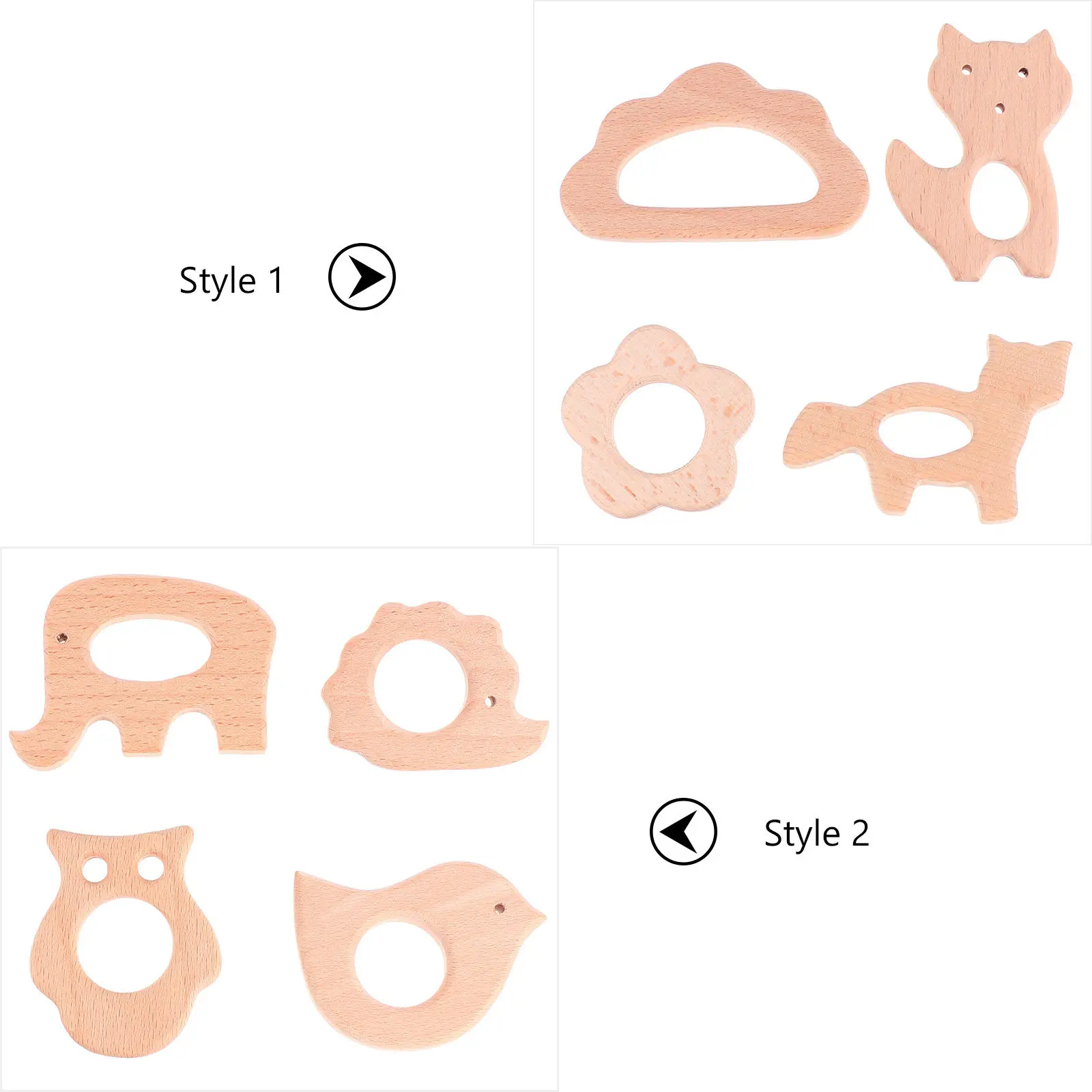 Lot de 4 jouets de dentition en bois pour bébés, adaptés au réfrigérateur, pour la santé des gencives et l'amélioration de la dentition