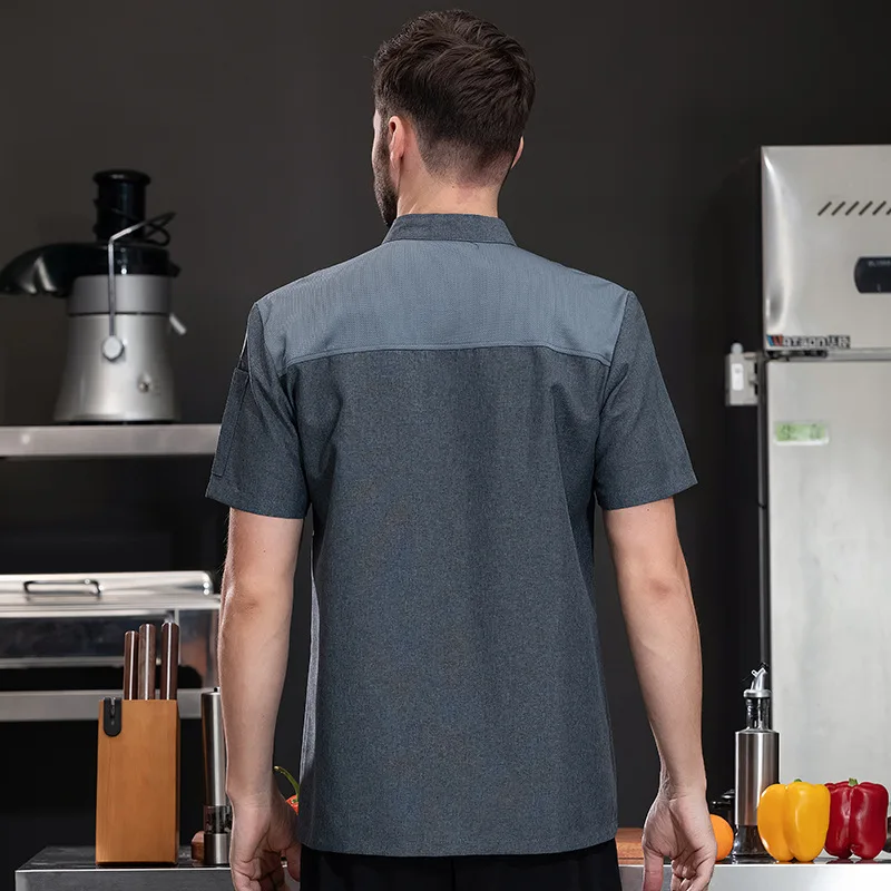 Hotel Restaurant Kitchen Work Uniform Short Sleeve Chef Jacket Bakery Pastry Chef Summer White Kitchen Coat