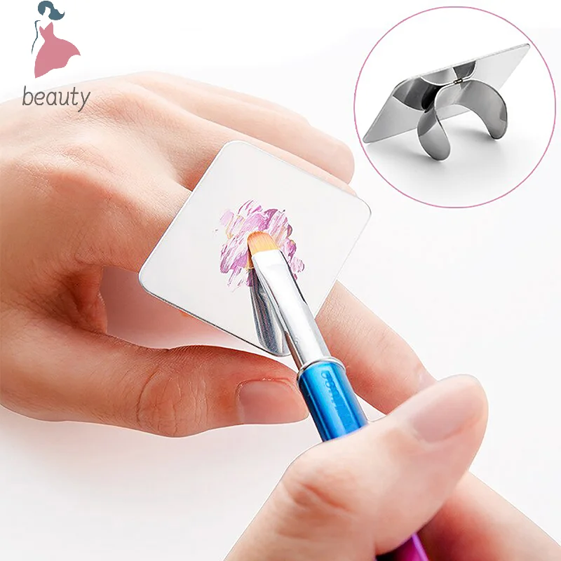 Hand-held Stainless Steel Makeup Mixer Nail Art Polish Mixing Plate Foundation Eye Shadow Mixer Palette Beauty Tool with Spatula