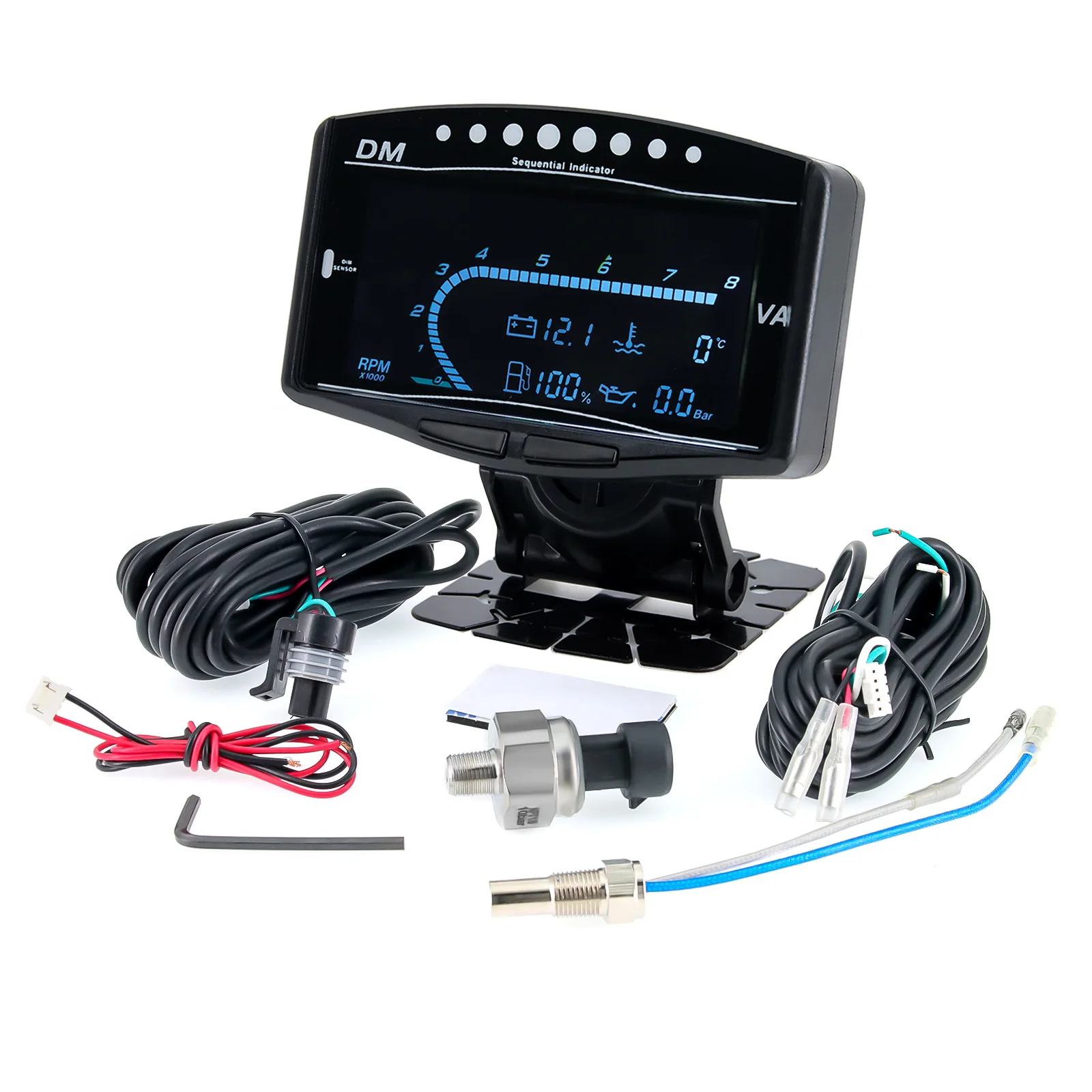 5 in 1 Car Truck 12v/24v LCD Digital Oil Pressure Gauge/Volt Voltmeter /Water Temperature Gauge/Fuel Gauge /Tachometer