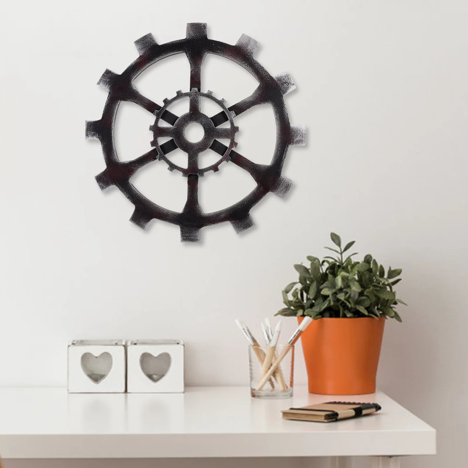 Vintage Wooden Gear Wall Art Small Ornament DIY Craft Home Decor Industrial Theme Gift Wooden Wheel Wood Gear Decor