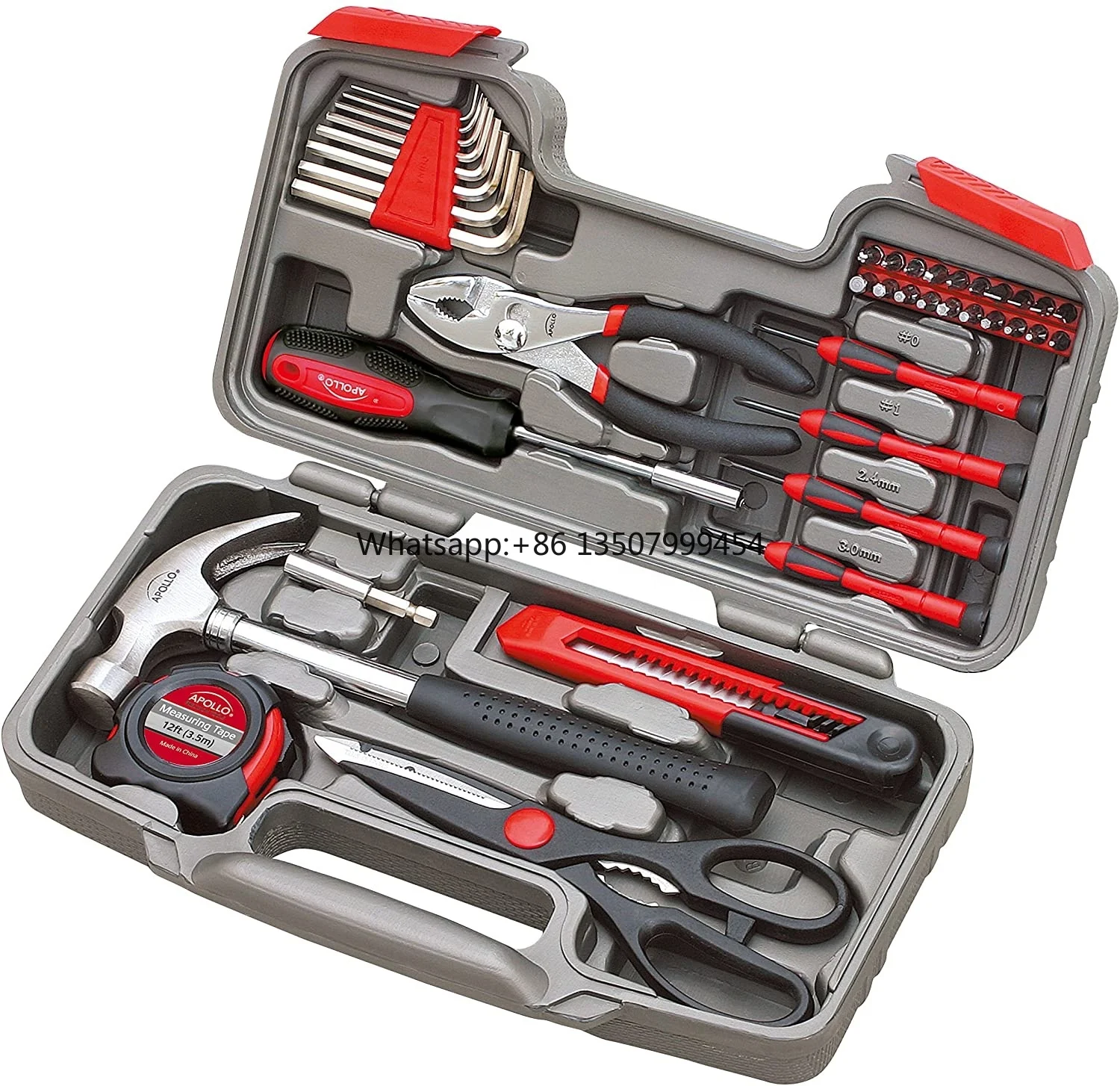 

Original 39 Piece Universal Repair Hand Tool Set with Toolbox Storage Box, Red