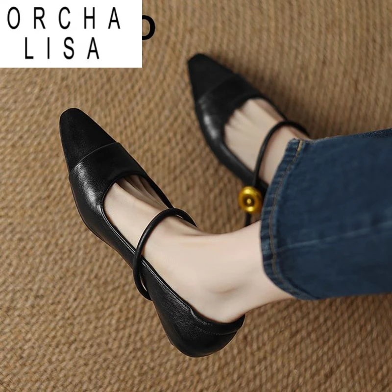 

ORCHA LISA 2025 Женская обувь для отдыха на плоской подошве с квадратным носком и пряжкой на ремешке, смешанные большие размеры 41 42 43 Мягкая повседневная офисная женская обувь 32 33 Лето