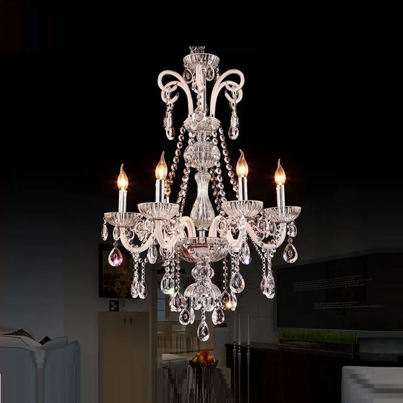 New Style LED Crystal Chandelier Lighting Fixture Luxury White Transparent Large Lustres De Cristal  Living Room
