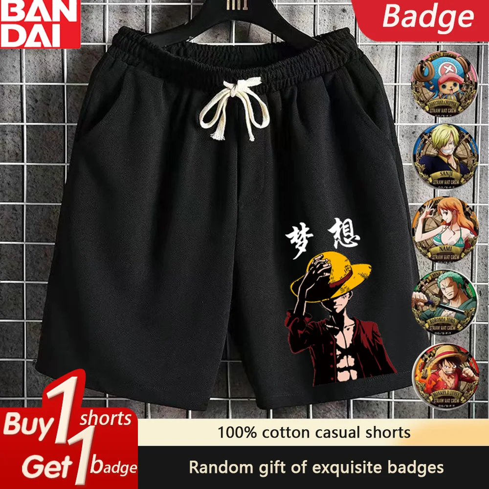 Цельные летние мужские шорты с принтом Луффи Ророноа Зоро, спортивные шорты с пятью точками, повседневные быстросохнущие брюки большого размера для баскетбола и спортзала