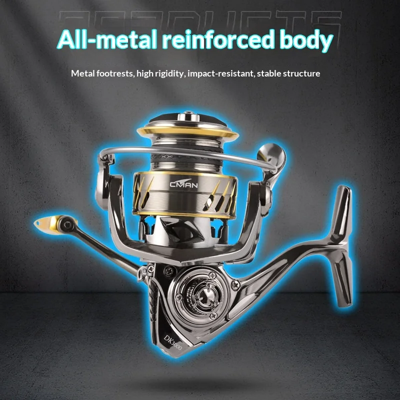 CMAN DK3000 Spinning Reel Full Metal Body Stainless Steel Bearing Long Casting Sea Fishing Lure Rock Fishing Adult Anglers