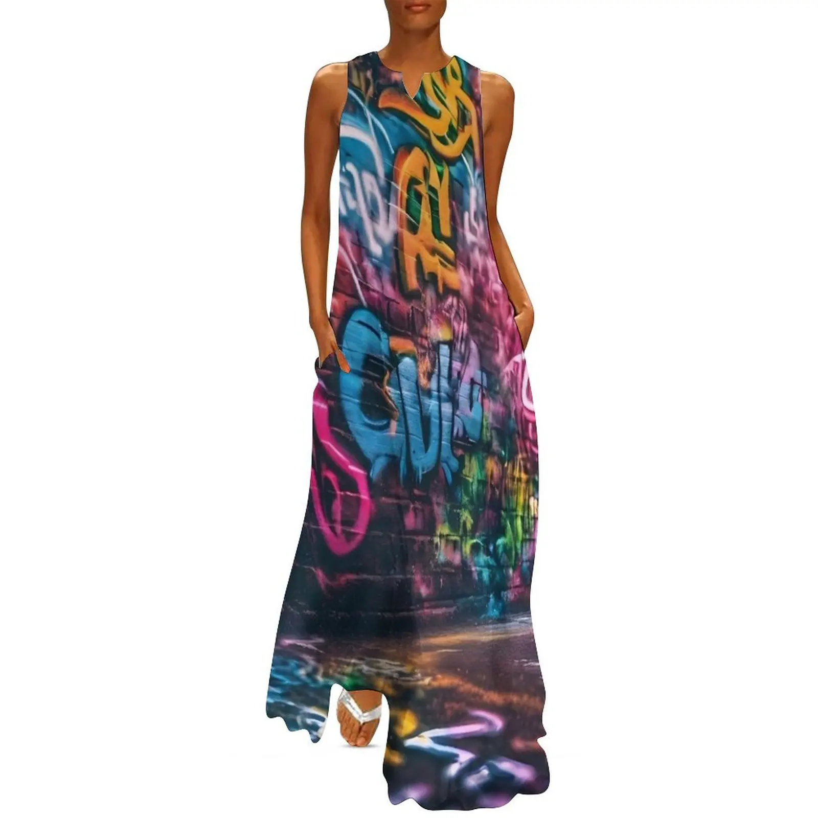 

Cool Neon Graffiti Art Pattern Long Dress Women's dresses evening dresses women Summer women's clothing Dress