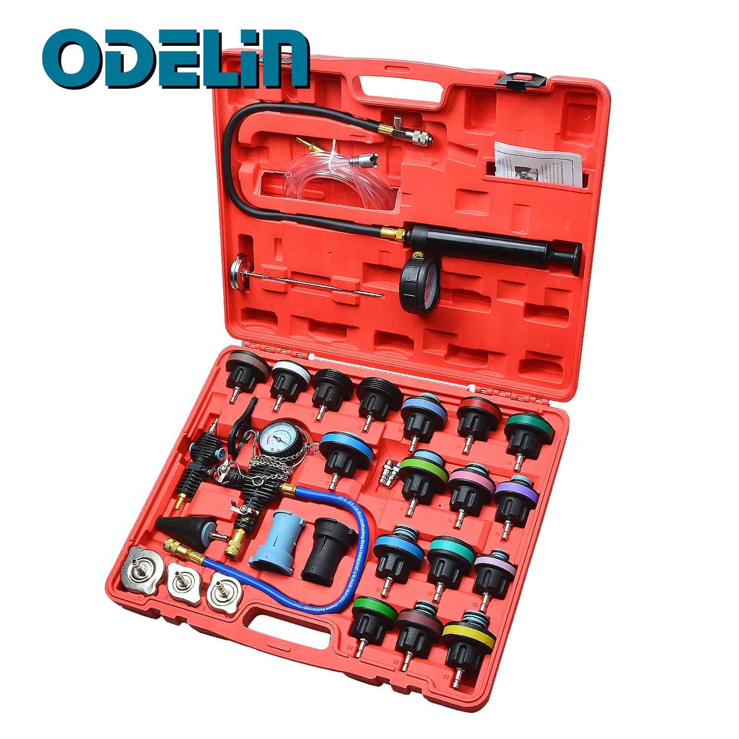 28PCS Universal Radiator Pressure Tester Vacuum Cooling System Tank Refill Test 3.5 Bar For BMW VW Ford GM