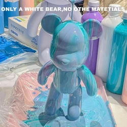 Creative Handmade DIY Fluid Bear Painting Violent Bear Sculpture White Mold Doll Figurine Toys Animal Bear Home Decor Ornaments