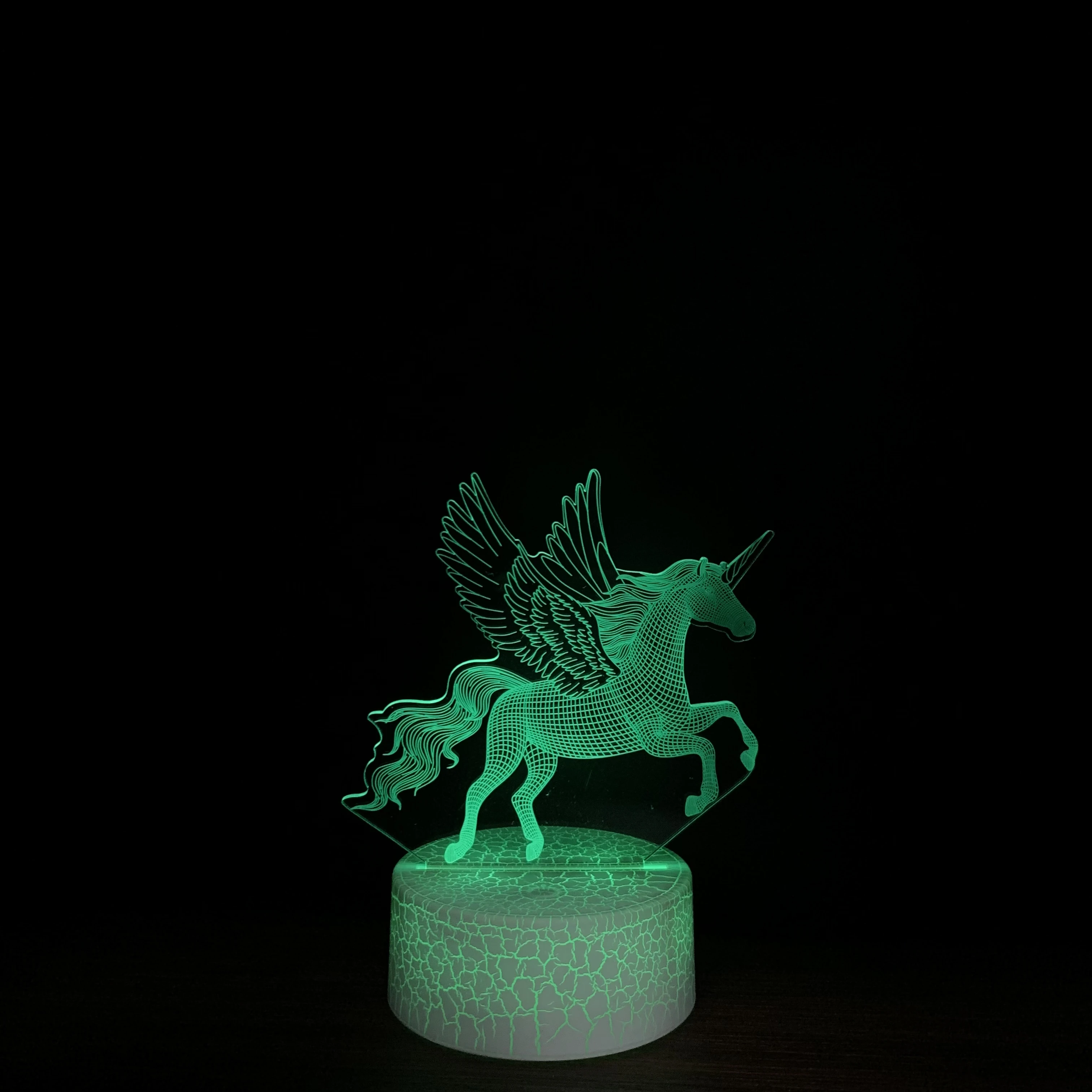 3D LED Nightlight Unicorn Crackle lampada da tavolo per la decorazione domestica di natale regalo carino per i bambini