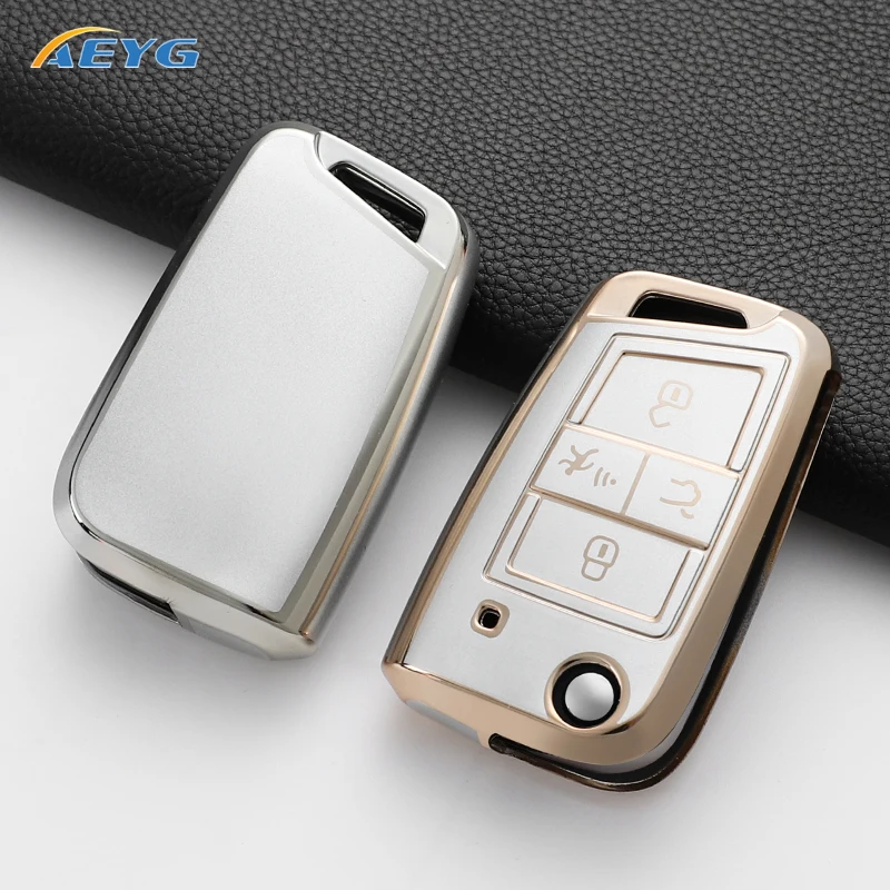 New TPU Car Remote Key Case Cover Shell For VW Volkswagen Golf 7 MK7 Tiguan MK2 For SEAT Ateca Leon FR 2 Ibiza Auto Accessories