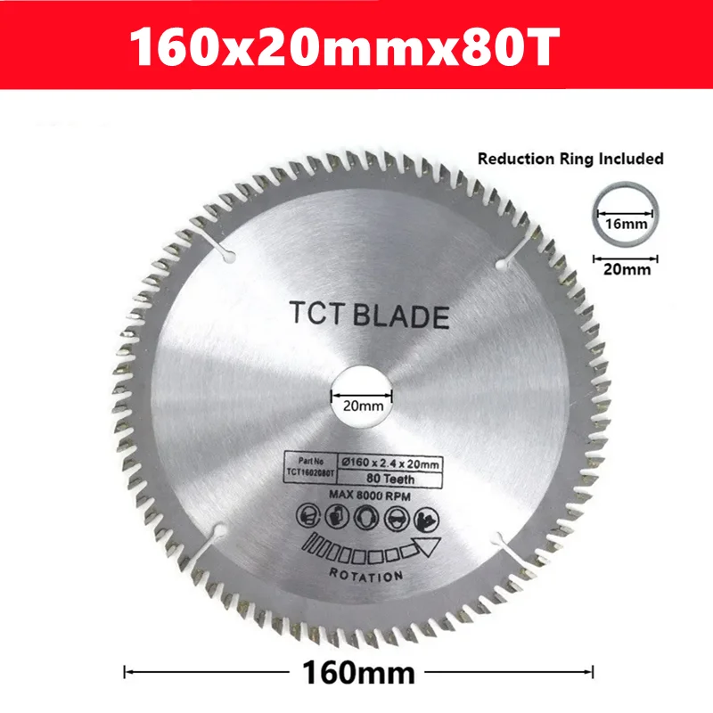 1pcs TCT houtbewerking zaagblad conventionele tandvorm 110/115/136/160/165/185/210/250/305mm houtbewerking zaagblad snijgereedschap - afbeelding 1