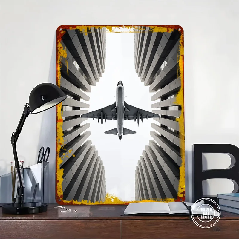 Airliner Plane Bottom View Metal Poster Customized Wall Art Retro Vintage Tinplate Signs for Office Decoration Room Coffee Bar