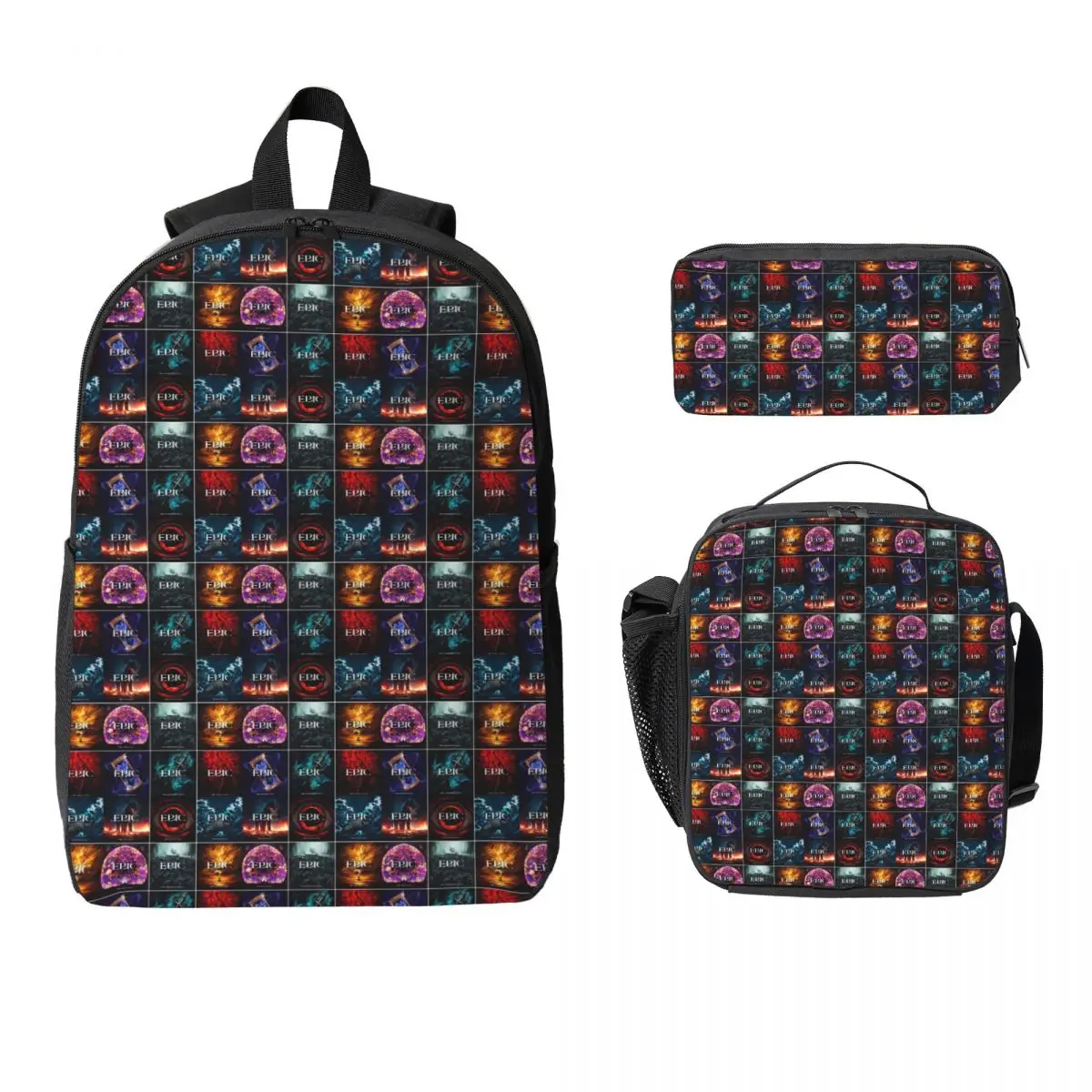 

Epic The Musical Saga Covers Backpack Boys Girls BookBag School Bag Computer Shoulder Bags 3ps Insulated Lunch Bag Pencil Case