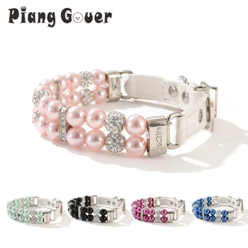 Pearl Rhinestone Pet Collar 1