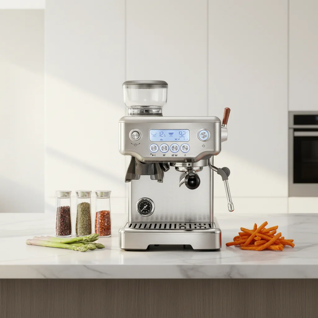 Fully Automatic Stainless Steel Espresso Machine 20 Bars High-Pressure Pump Grinder 2-in-1 Grinding Brewing Programmable 220V