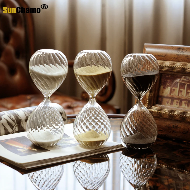 30 Minutes Moire Ripple Hourglass Sand Timer Home Coffee Shop Decoration Adornment White Black Gold Birthday Student Gift