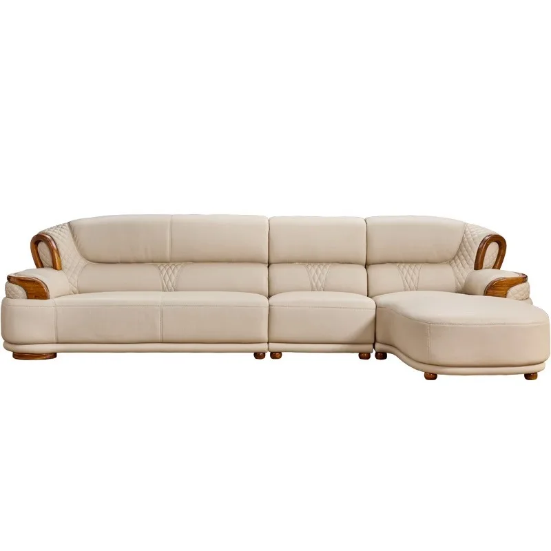 

Customizable new Chinese leather sofa combination all solid wood