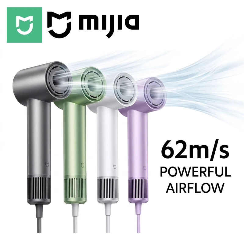 MIJIA High Speed Ionic Hair Dryer,110000RPM,62m/s Fast Dry,8 Modes Smart Temperature Control,220V CN Version With Adapter