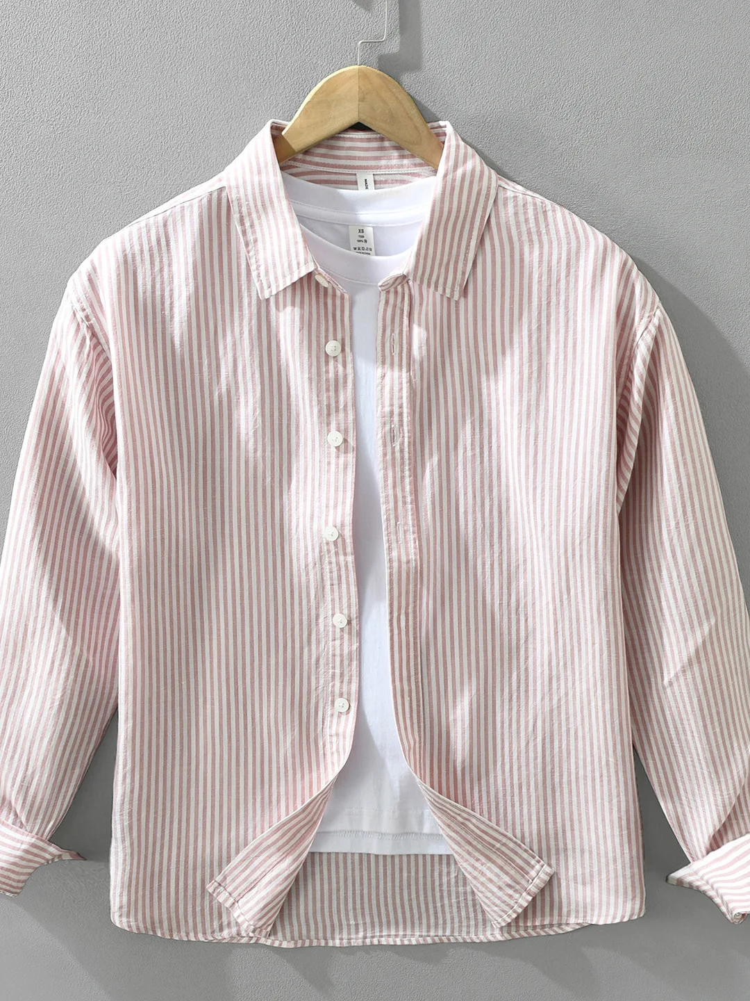 Men's Casual Long Sleeve Shirt Linen Lyocell Blend Vertical Stripes Loose Fit Pocket Detail Daily Wear Autumn Fashion