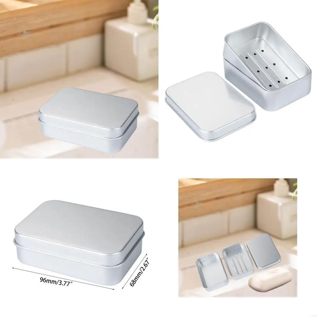 L9BE Compact Soap Box Aluminum Soap Holder Organizers for Household and Travel Use