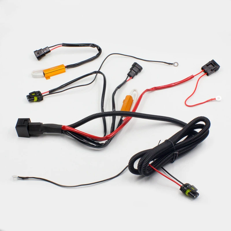 

relay harness plug connector hid conversion kit wiring harness with resistor H1 H3 H4 H7 H8 H11 9005 9006 conversion kit relay